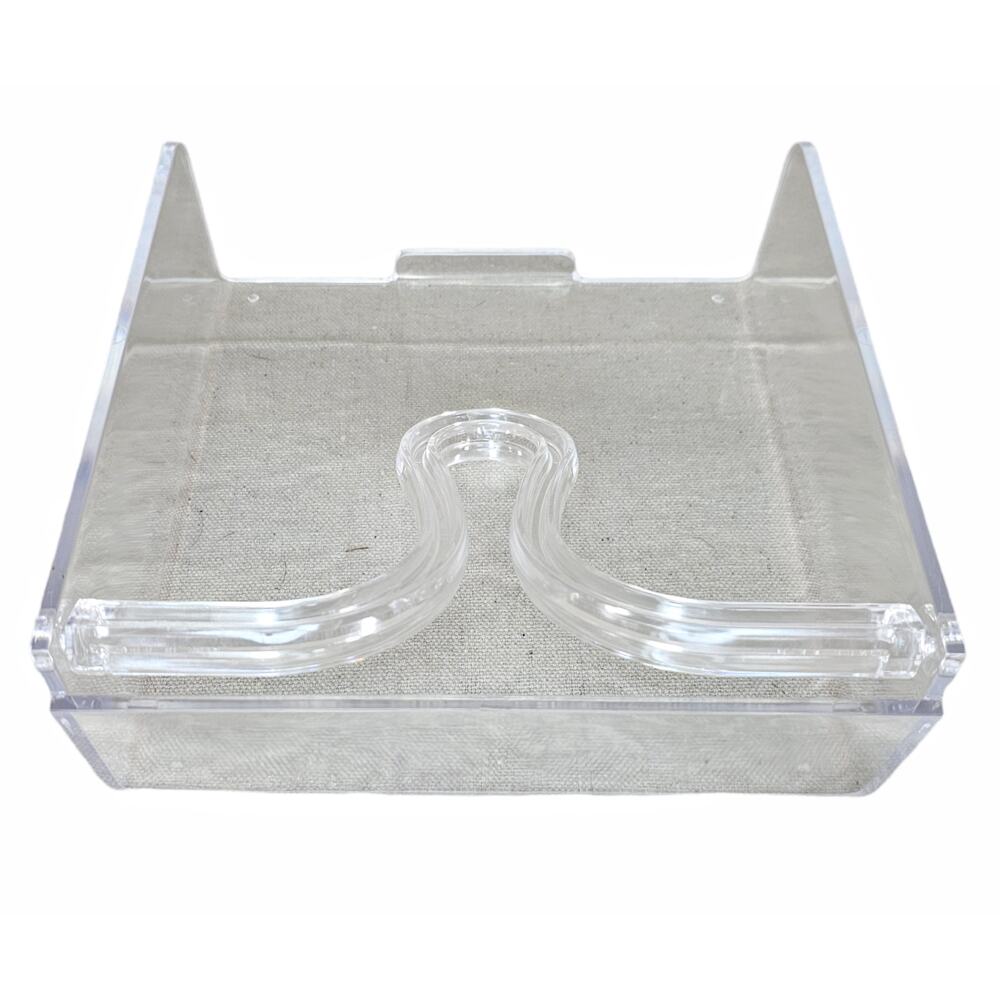 Vintage Clear Lucite Plastic Napkin Holder Butler Mod Retro 7" x 7" NIB USA Made - Picture 4 of 10